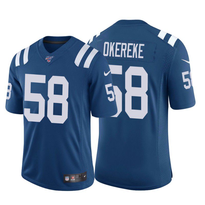 Men Indianapolis Colts 58 Bobby Okereke Nike Royal 100th Limited NFL Jersey